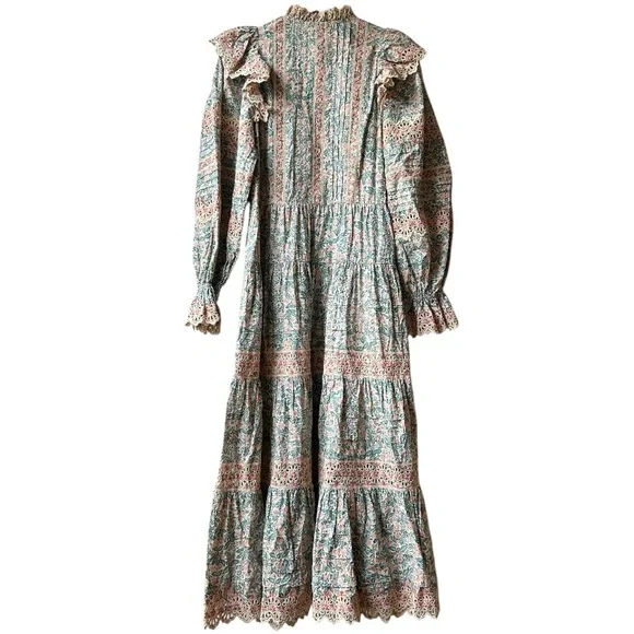 NWT RARE Ulla Johnson Orange Green Ruffle Embroidered Eyelet Marisol dress Sz 6 - Picture 7 of 13